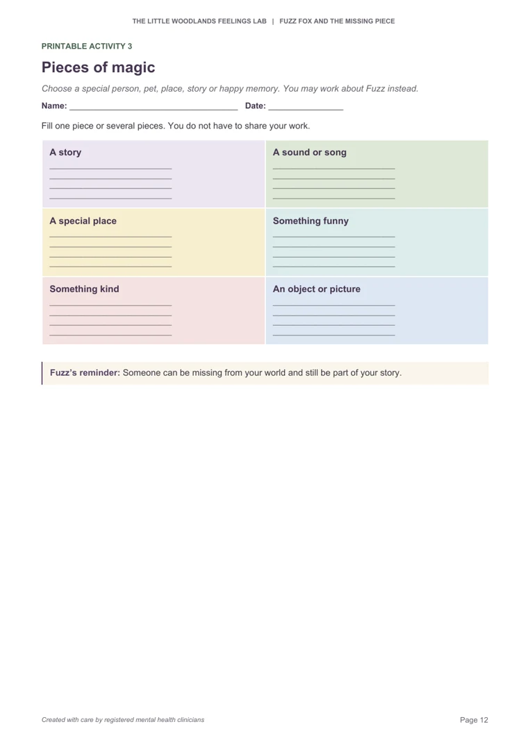 Thumbnail of Printable Activity 3, Pieces of magic