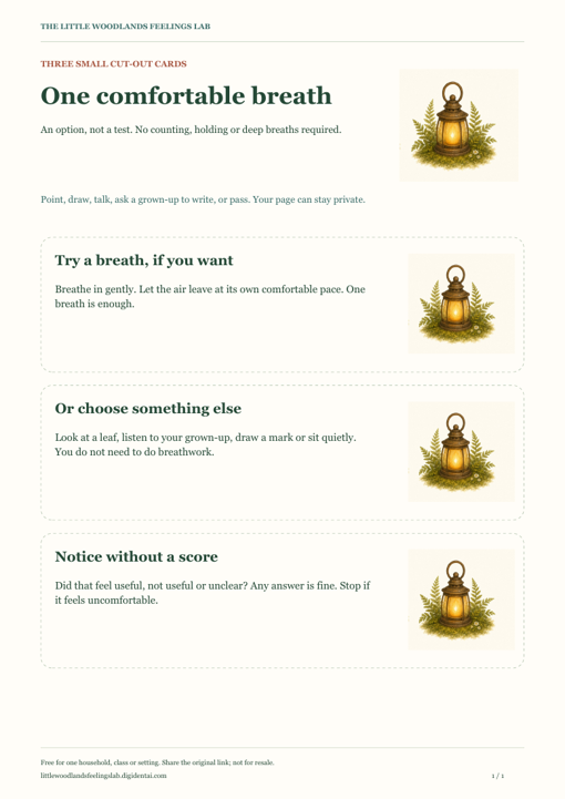 Preview of One Comfortable Breath, with illustrations and activity guidance