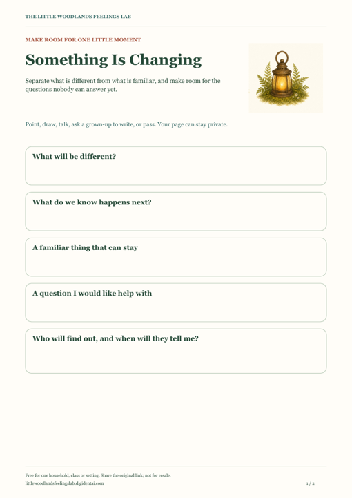 Preview of Something Is Changing, with illustrations and activity guidance